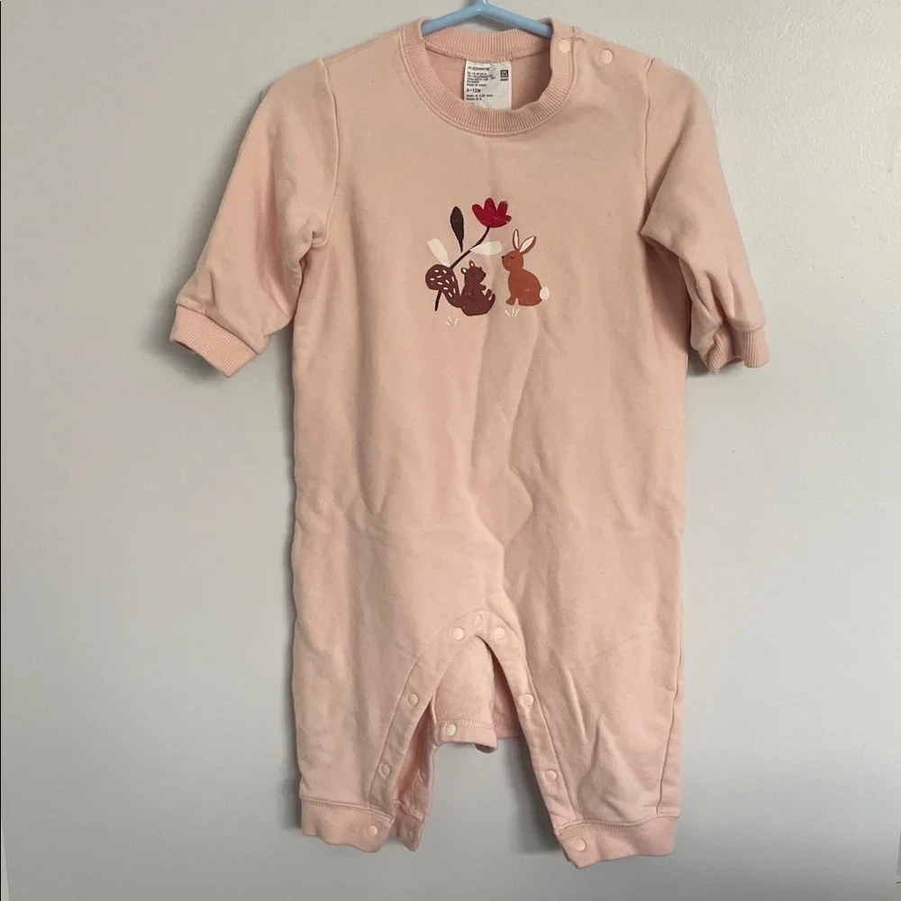 Uniqlo Light Pink Kids Footie with Animal Design